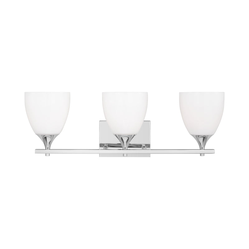 Visual Comfort DJV1023 Toffino 3-lt 26" Vanity Light - Chrome/Milk Glass