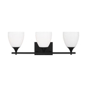 Visual Comfort DJV1023 Toffino 3-lt 26" Vanity Light - Midnight Black/Milk Glass