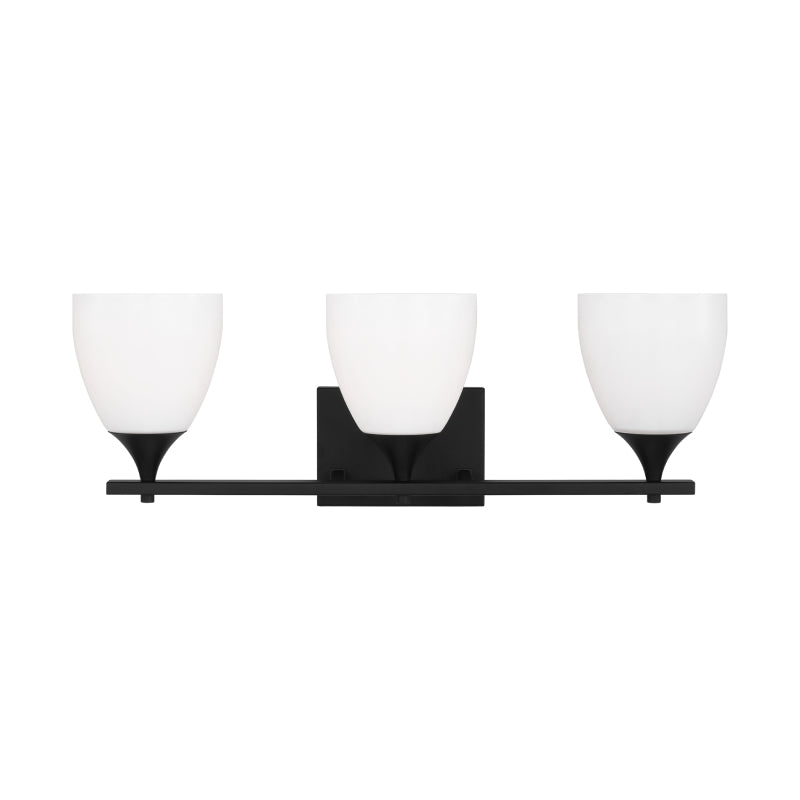 Visual Comfort DJV1023 Toffino 3-lt 26" Vanity Light - Midnight Black/Milk Glass