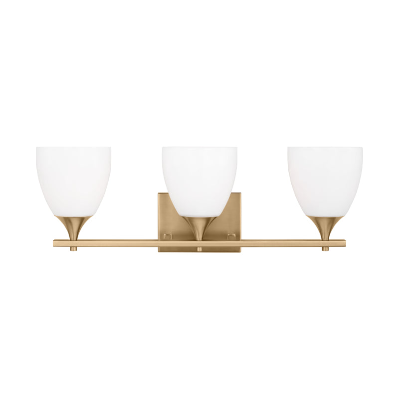Visual Comfort DJV1023 Toffino 3-lt 26" Vanity Light - Satin Brass/Milk Glass
