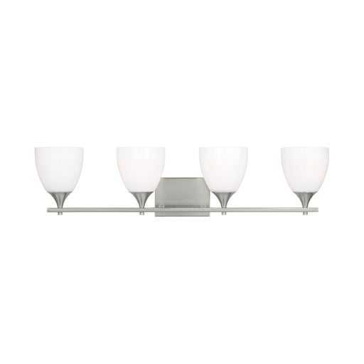 Visual Comfort DJV1024 Toffino 4-lt 36" Vanity Light - Brushed Steel Milk Glass