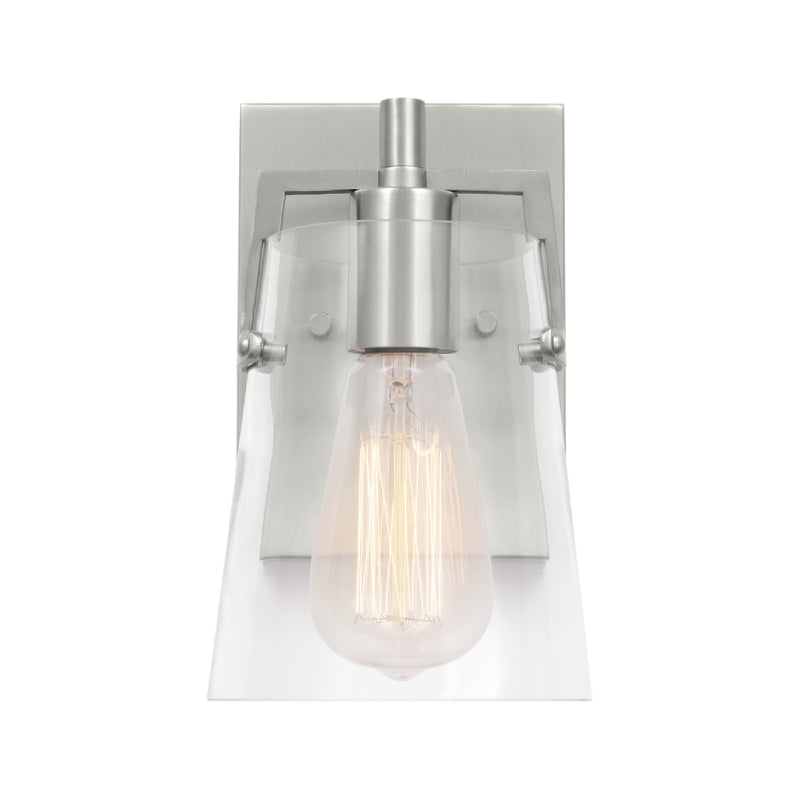 Visual Comfort DJV1031 Crofton 1-lt 9" Tall Small Wall Sconce - Brushed Nickel Clear Glass
