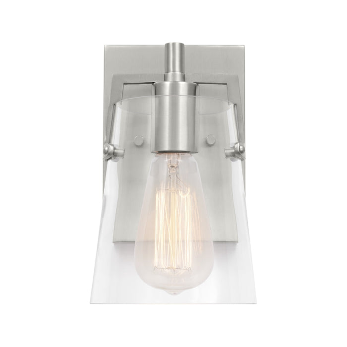 Visual Comfort DJV1031 Crofton 1-lt 9" Tall Small Wall Sconce - Brushed Nickel Clear Glass