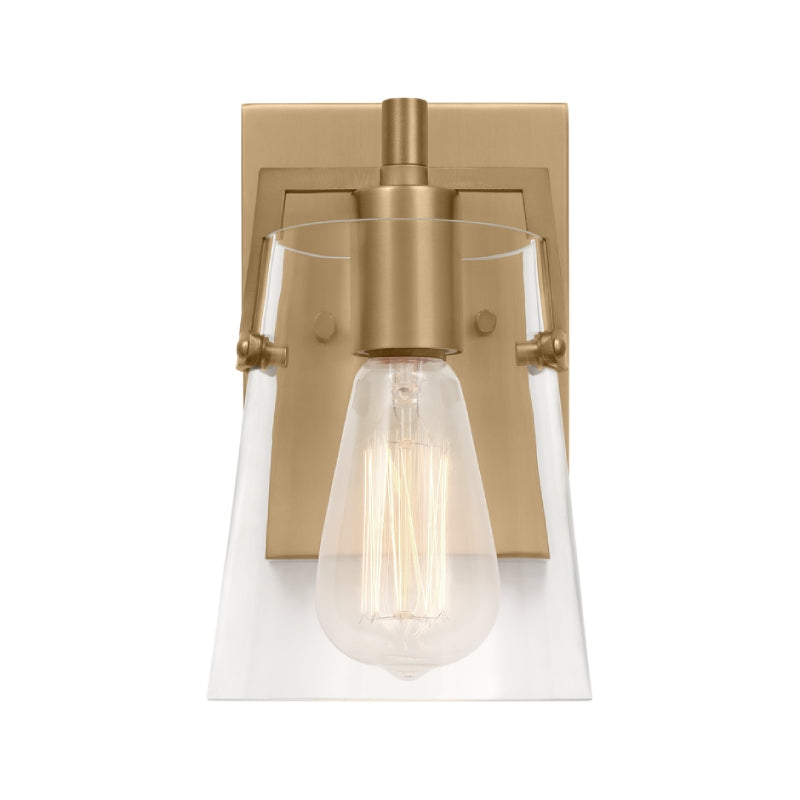 Visual Comfort DJV1031 Crofton 1-lt 9" Tall Small Wall Sconce - Satin Brass Clear Glass