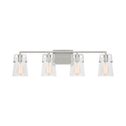Visual Comfort DJV1034 Crofton 4-lt 33" Vanity Light - Brushed Steel Clear Glass