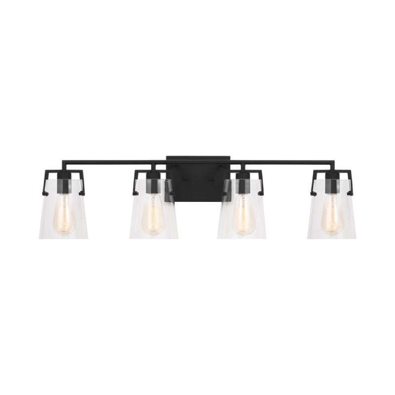 Visual Comfort DJV1034 Crofton 4-lt 33" Vanity Light - Midnight Black Clear Glass