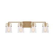 Visual Comfort DJV1034 Crofton 4-lt 33" Vanity Light - Satin Brass Clear Glass