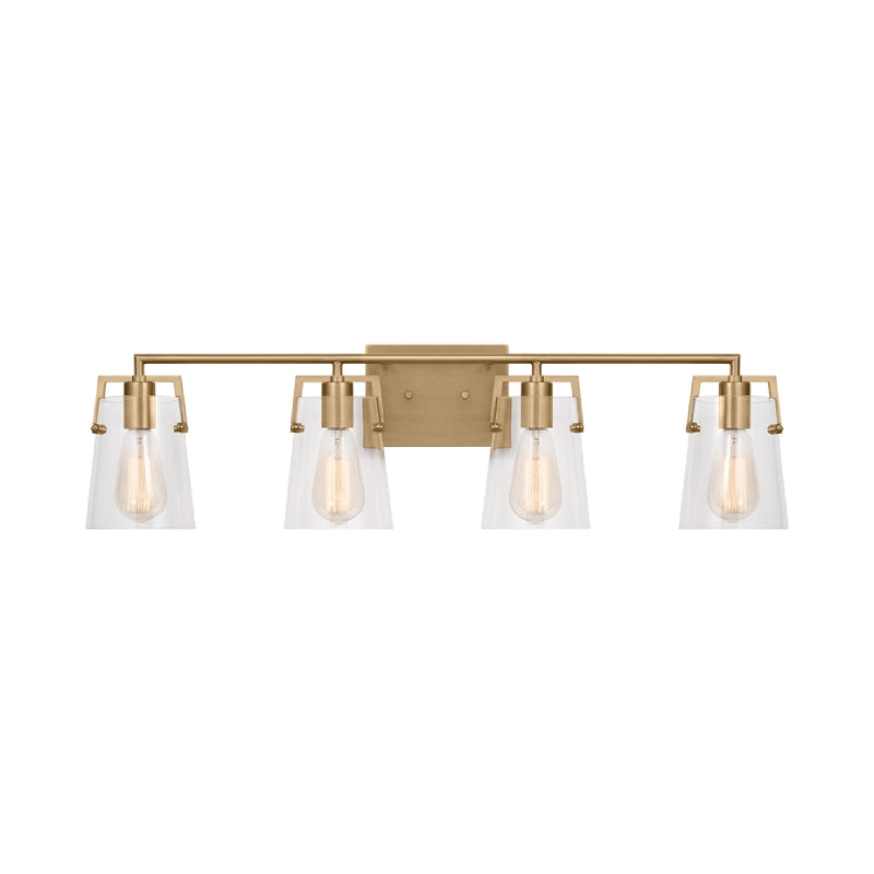 Visual Comfort DJV1034 Crofton 4-lt 33" Vanity Light - Satin Brass Clear Glass