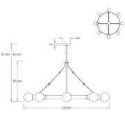 Arteriors DLC42 Liberty 8-lt 56" Chandelier