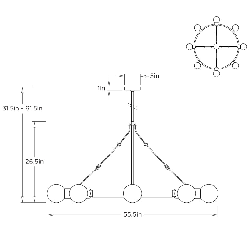 Arteriors DLC42 Liberty 8-lt 56" Chandelier