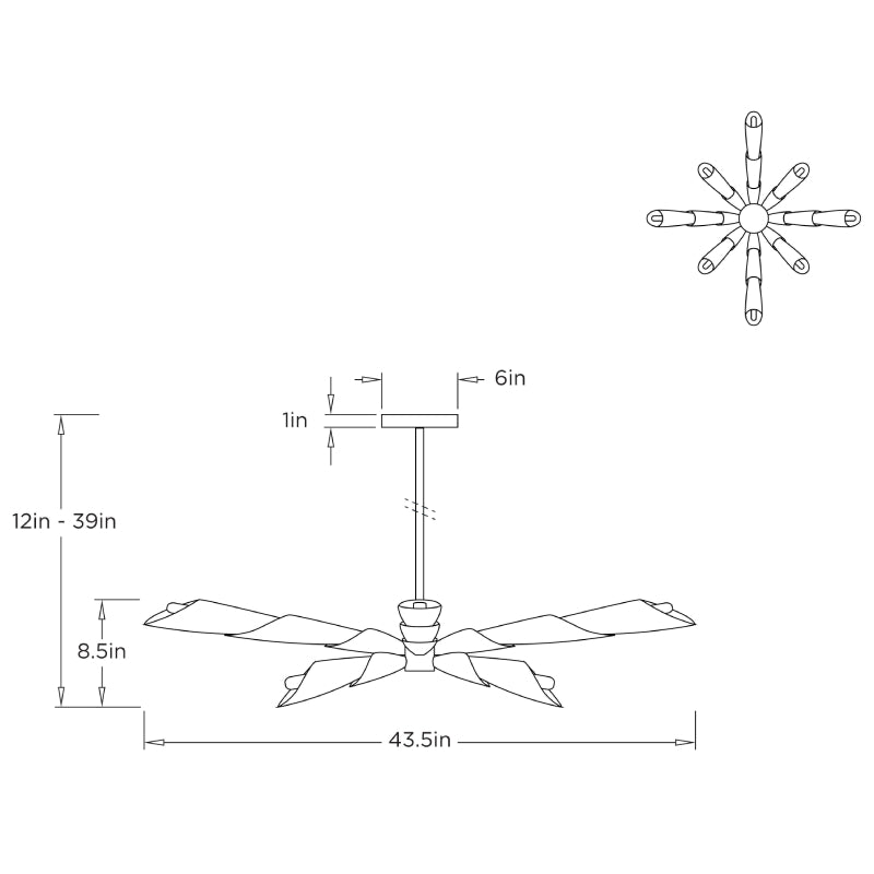 Arteriors DLI13 Morgan 8-lt 44" Semi Flush Mount