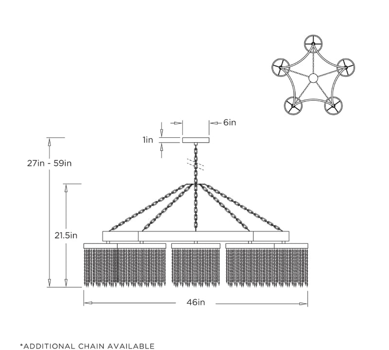 Arteriors DLI14 Langston 5-lt 46" Chandelier