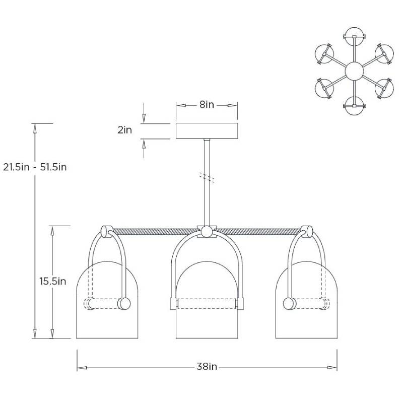 Arteriors DMC35 Marco 6-lt 38" LED Chandelier