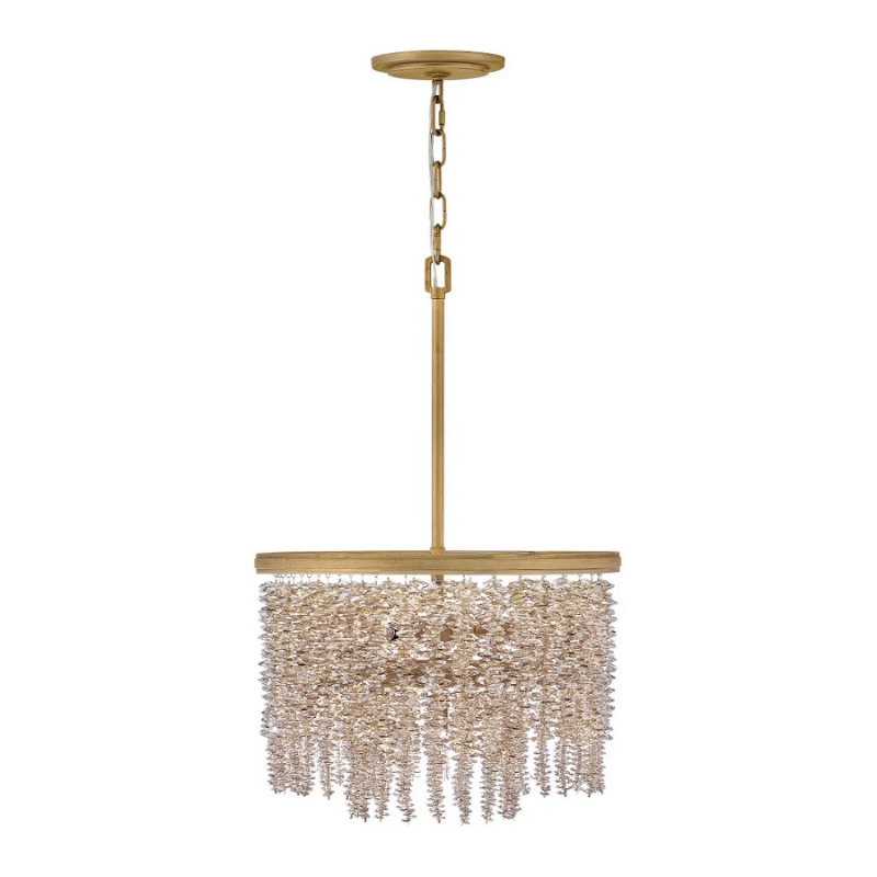 Fredrick Ramond FR41493 Rubina 4-lt 18" LED Pendant - Burnished Gold/Light Amber Crystal