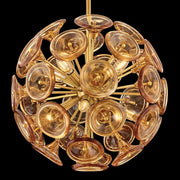 Fredrick Ramond FR46907 Maya 8-lt 20" LED Pendant - Unlacquered Brass/Light Amber Glass