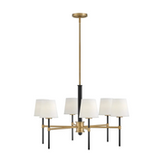 Hinkley 46954 Saunders 6-lt 30" LED Chandelier - Black with Lacquered Brass accents