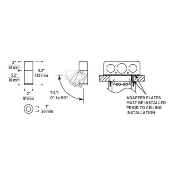 Element EC2R 2" 12W Adjustable LED Cylinder, Warm Dim, Flush Mount