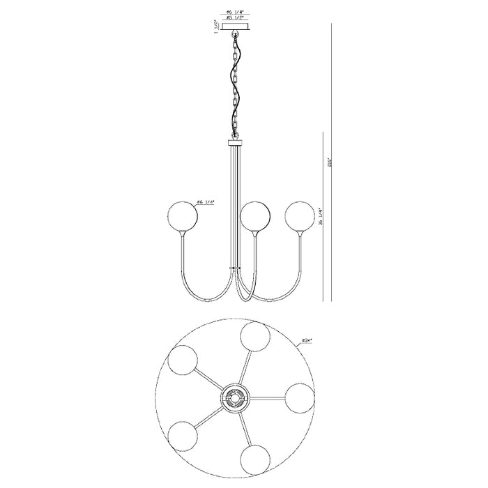 Eurofase 48923 Iissa 5-lt 34" LED Chandelier