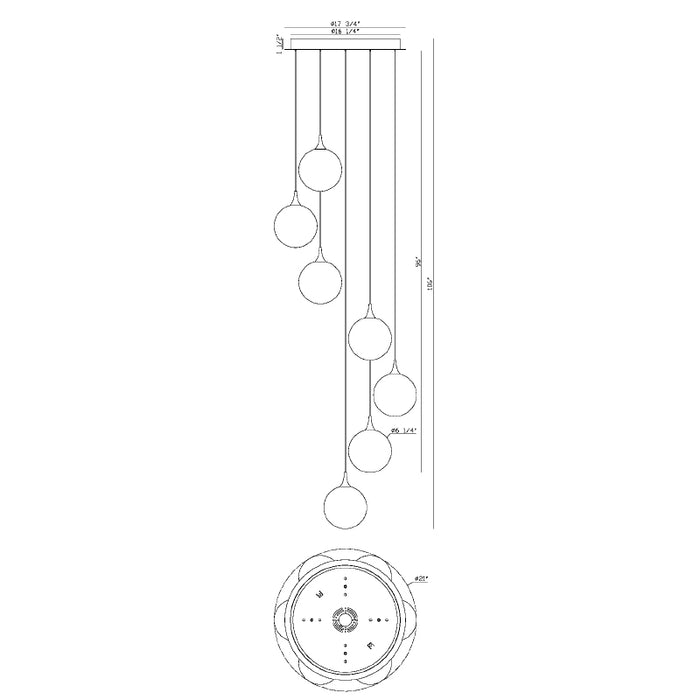 Eurofase 48930 Iissa 7-lt 21" LED Multi Drop Chandelier