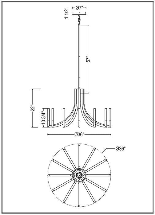 Eurofase 49011 Olette 12-lt 36" LED Chandelier