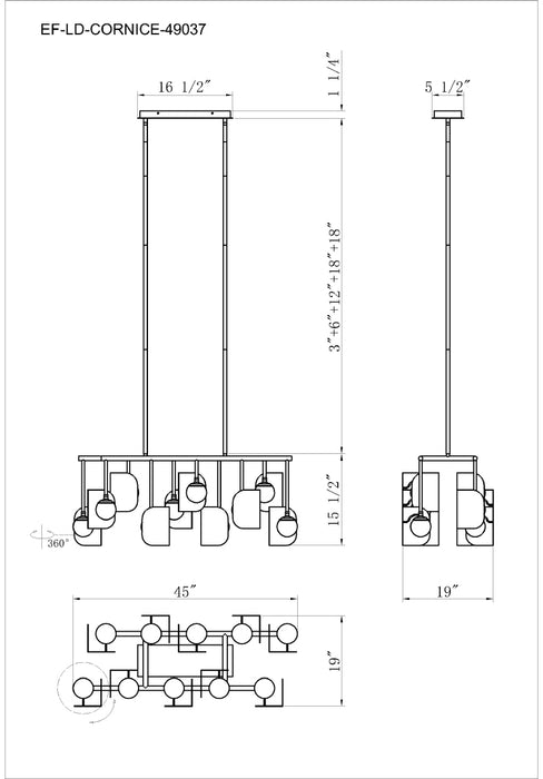 Eurofase 49037 Cornice 10-lt 45" LED Linear Chandelier