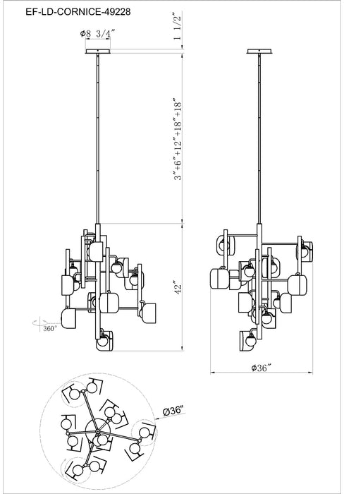 Eurofase 49228 Cornice 12-lt 36" LED Chandelier