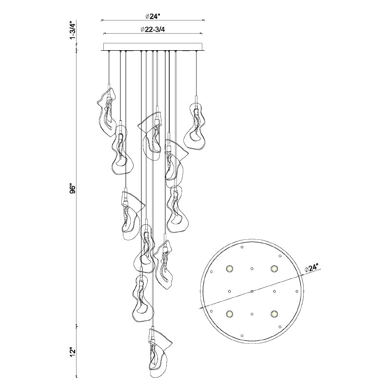 Eurofase 49237 Norah 12-lt 24" LED Multi Drop Chandelier