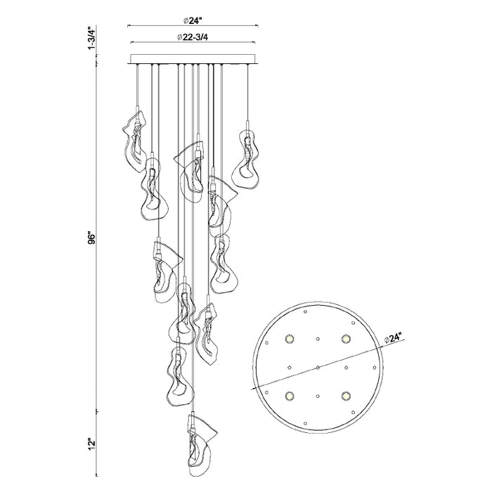 Eurofase 49237 Norah 12-lt 24" LED Multi Drop Chandelier