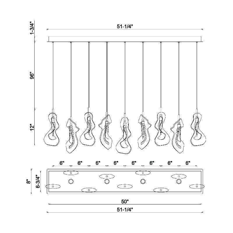 Eurofase 49239 Norah 9-lt 51" LED Linear Chandelier