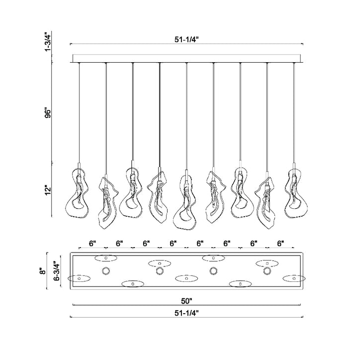 Eurofase 49239 Norah 9-lt 51" LED Linear Chandelier