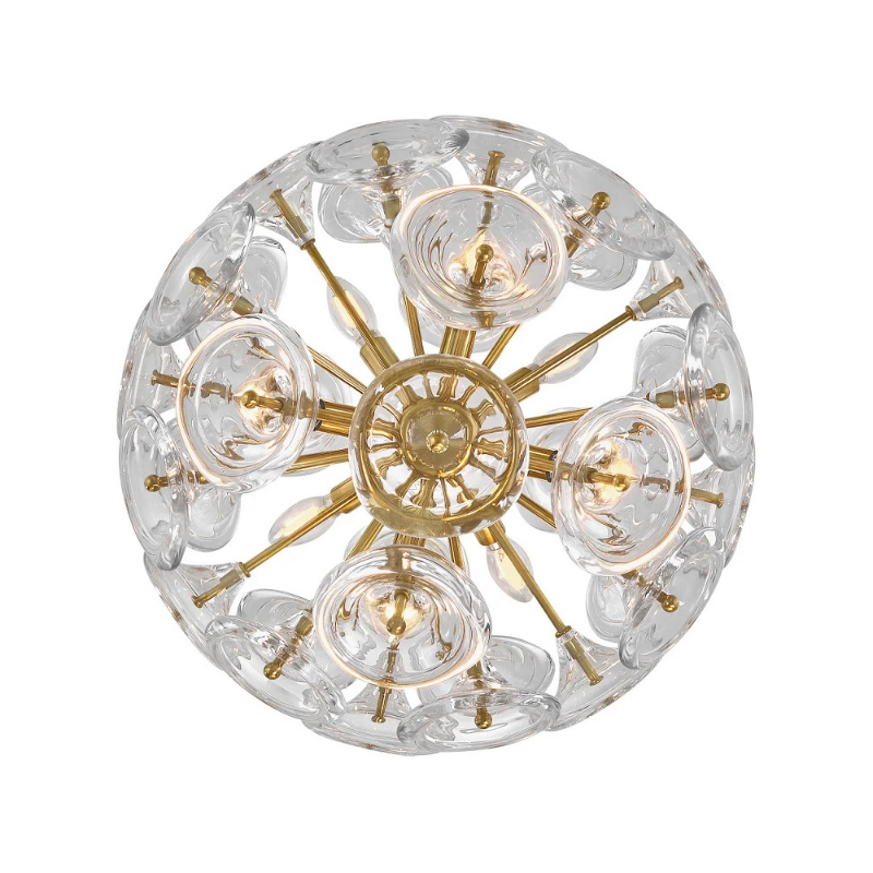 Fredrick Ramond FR46907 Maya 8-lt 20" LED Pendant - Unlacquered Brass/Clear Glass