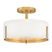Hinkley 47571 Halle 3-lt 15" LED Semi-Flush Mount - Lacquered Brass