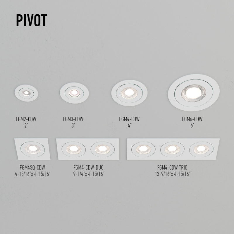 Dals FGM4SQ-CDW Pivot 4" Flat Square Gimbal Recessed, 5CCT+Dim-to-Warm