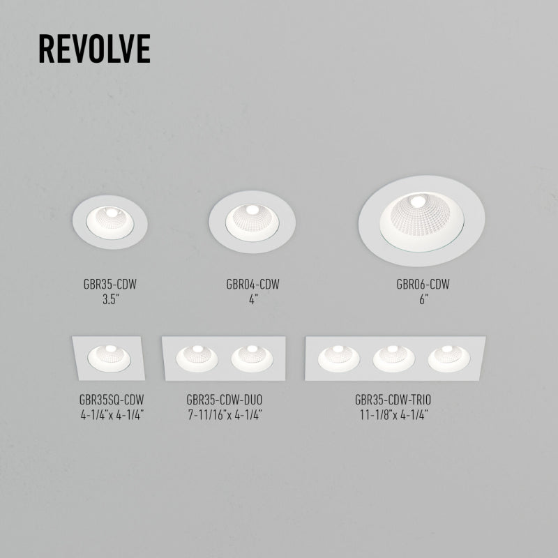 Dals GBR06-CDW Revolve 6" Round Regressed Gimbal Downlight, 5CCT+Dim-to-Warm