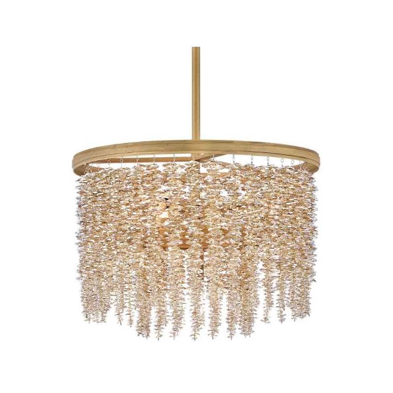 Fredrick Ramond FR41493 Rubina 4-lt 18" LED Pendant - Burnished Gold/Light Amber Crystal