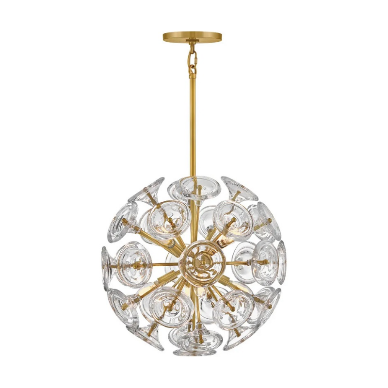 Fredrick Ramond FR46907 Maya 8-lt 20" LED Pendant - Unlacquered Brass/Clear Glass