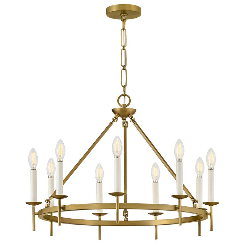 Hinkley 47475 Copley 9-lt 28" LED Chandelier - Lacquered Brass