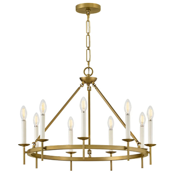Hinkley 47475 Copley 9-lt 28" LED Chandelier - Lacquered Brass