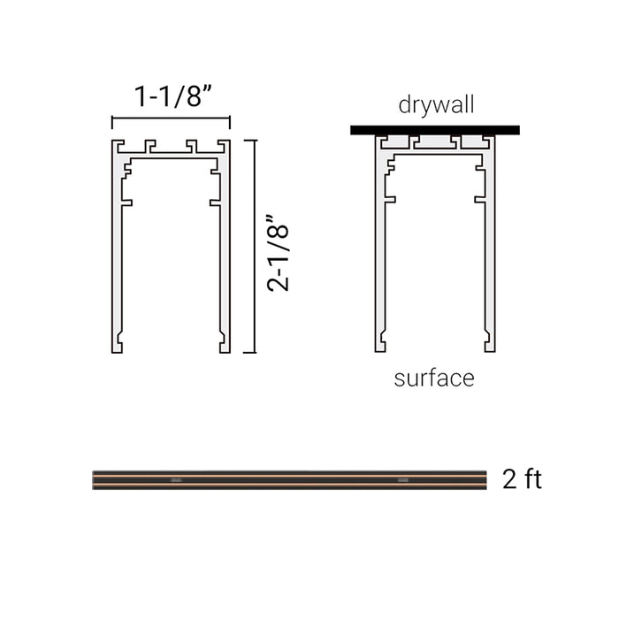 Elite FG-CM-2 Surface/Ceiling Mount 2-ft Track