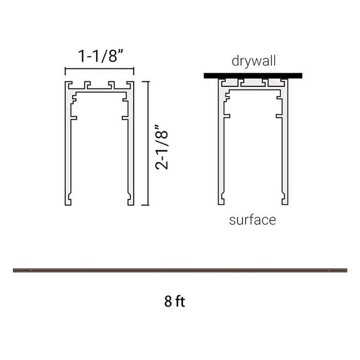 Elite FG-CM-8 Surface/Ceiling Mount 8-ft Track