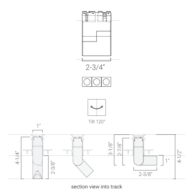 Elite FG-L4A-3 Groove 48V 3" Linear Adjustable Downlight, Task & Wall Grazer