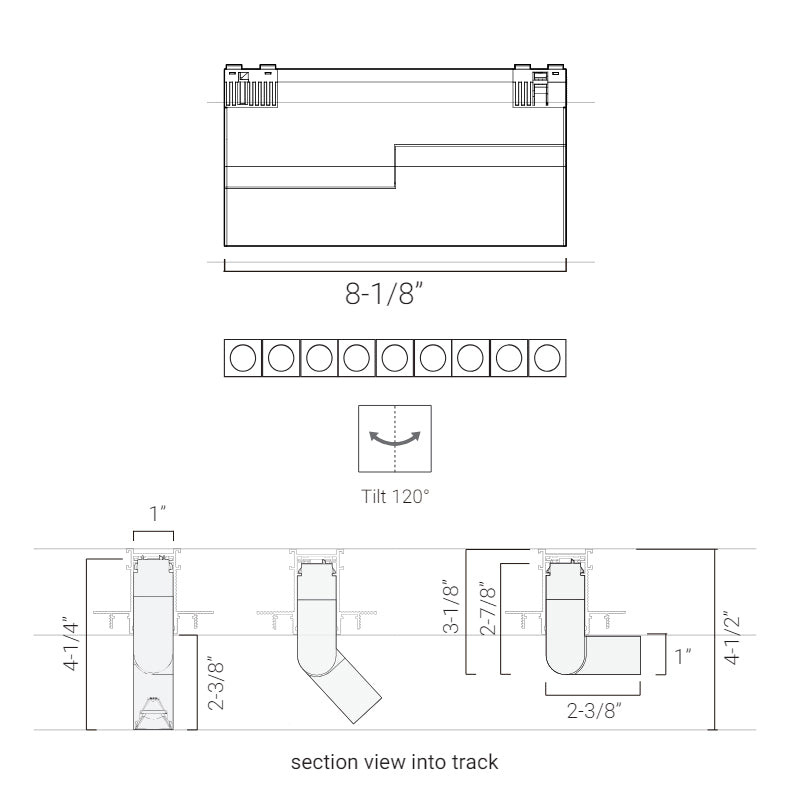Elite FG-L4A-8 Groove 48V 8" Linear Adjustable Downlight, Task & Wall Grazer