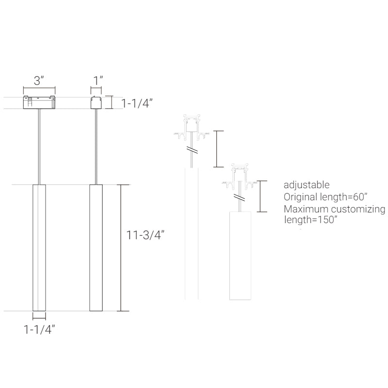 Elite FG-P1-1 Groove 48V 12" Tall Cylinder Pendant