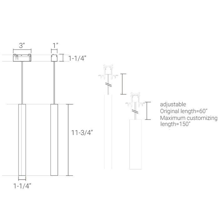 Elite FG-P1-1 Groove 48V 12" Tall Cylinder Pendant
