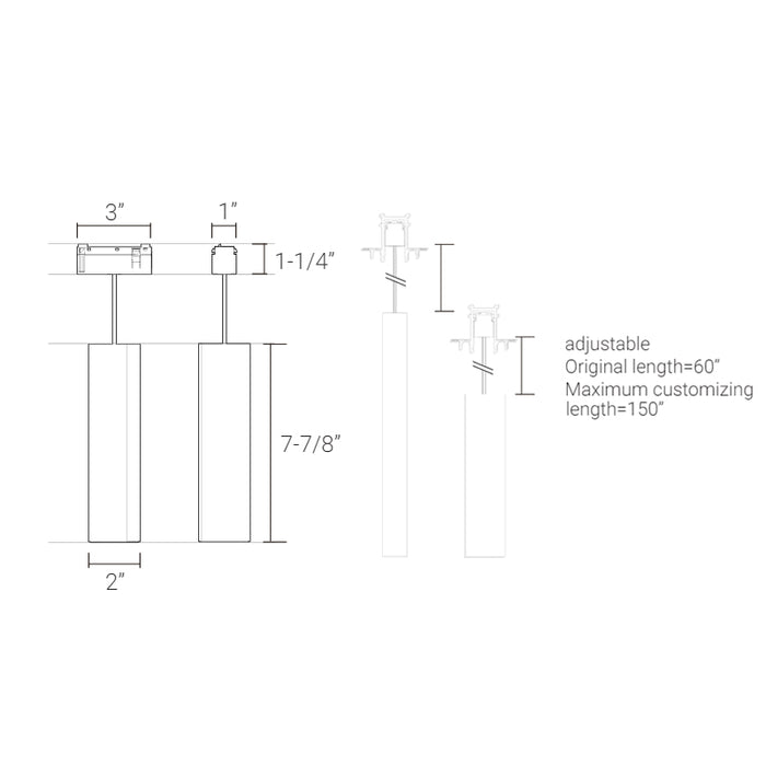 Elite FG-P1-2 Groove 48V 8" Tall Cylinder Pendant