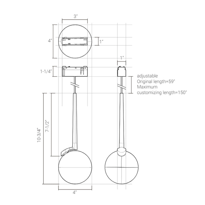 Elite FG-P4-2 Groove 48V 4" Pendant Globe