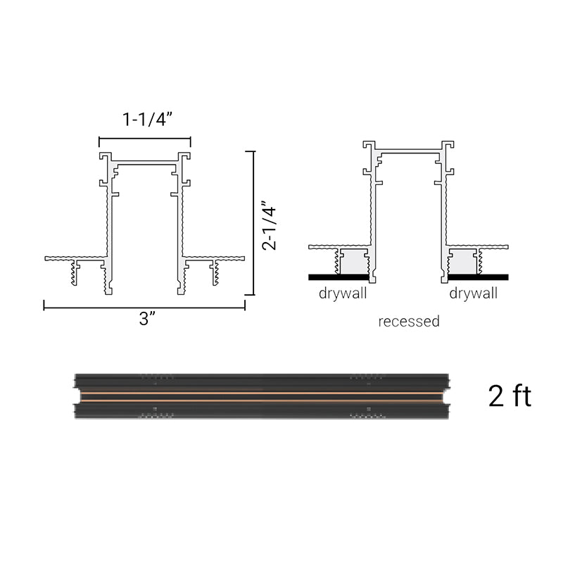 Elite FG-RTL-2 Trimless Recessed Mount 2-ft Track