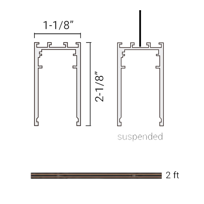 Elite FG-SM-UP-2 Suspended Mount with Uplight 2-ft Track