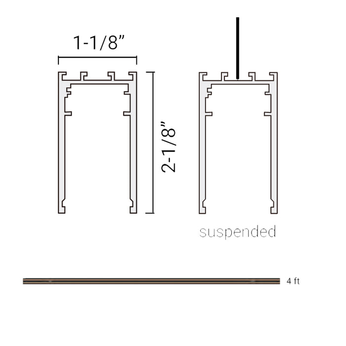 Elite FG-SM-UP-4 Suspended Mount with Uplight 4-ft Track