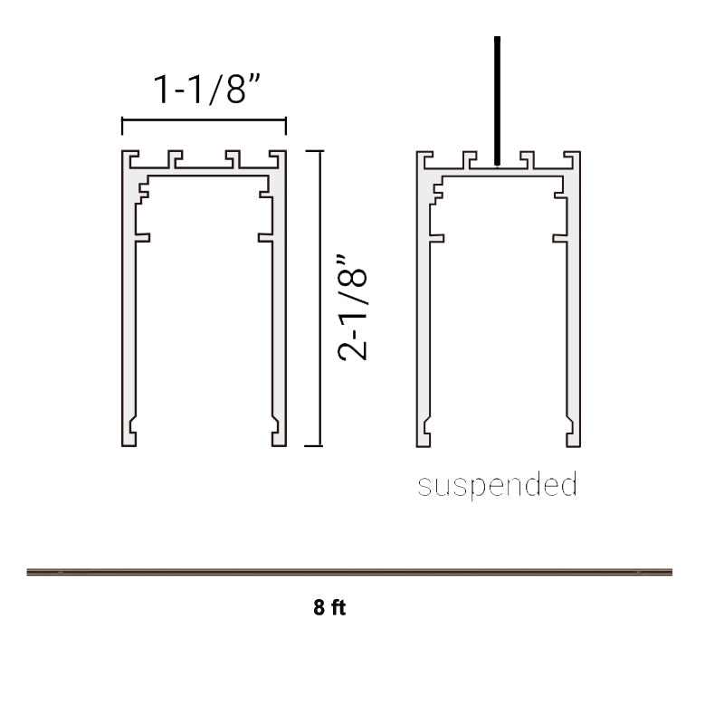 Elite FG-SM-UP-8 Suspended Mount with Uplight 8-ft Track